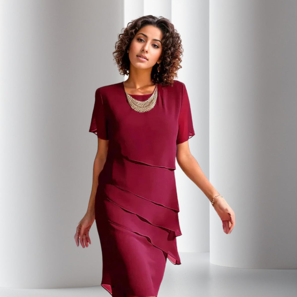 Women's Tiered Chiffon Cocktail Dress