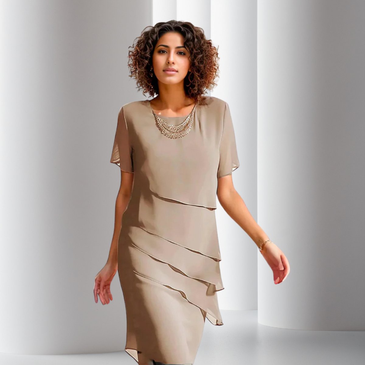Women's Tiered Chiffon Cocktail Dress