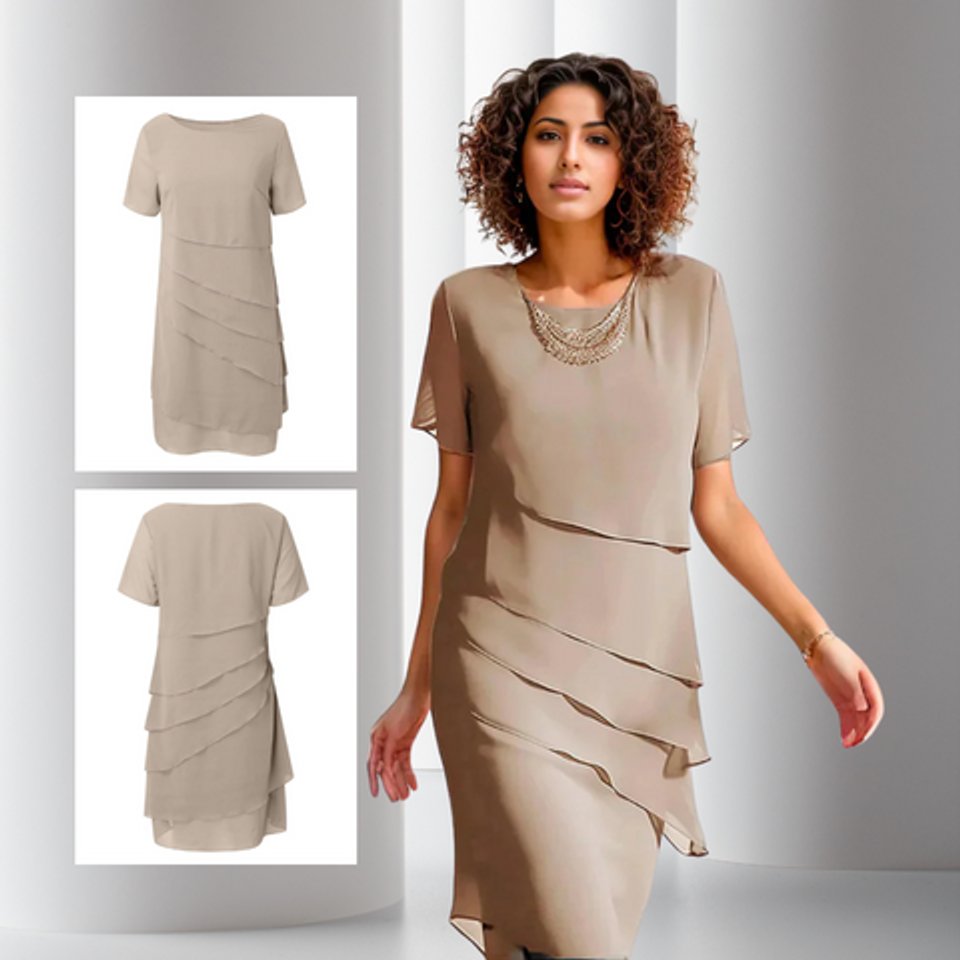 Women's Tiered Chiffon Cocktail Dress