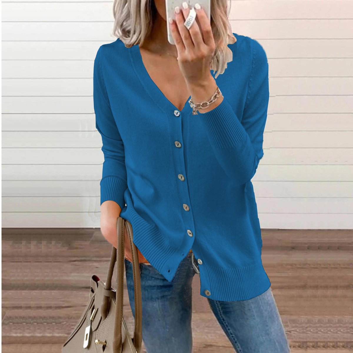 Women's Knit V-Neck Cardigan
