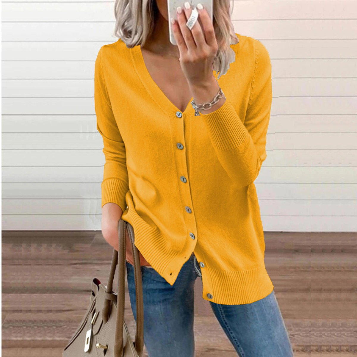 Women's Knit V-Neck Cardigan