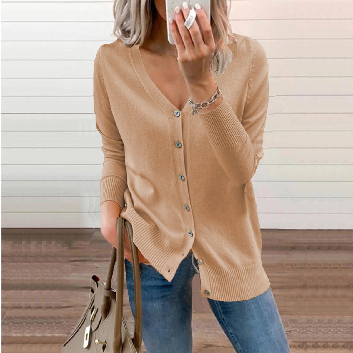 Women's Knit V-Neck Cardigan