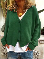 Women's Relaxed V-Neck Knit Cardigan