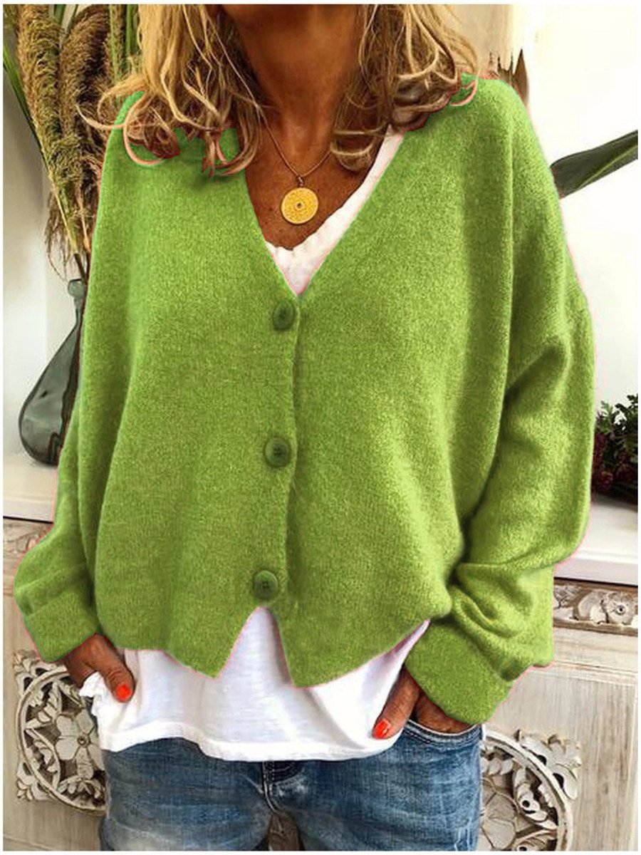 Women's Relaxed V-Neck Knit Cardigan