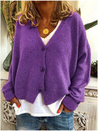 Women's Relaxed V-Neck Knit Cardigan
