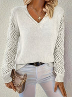 Women's V-Neck Hollow-Sleeve Jumper