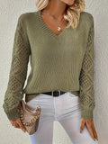 Women's V-Neck Hollow-Sleeve Jumper