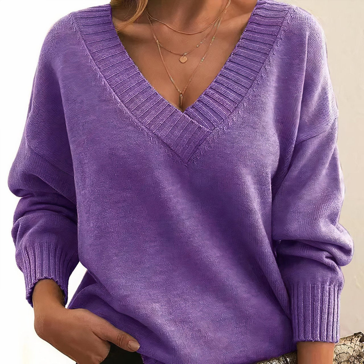 Women's Soft Knit V-Neck Jumper