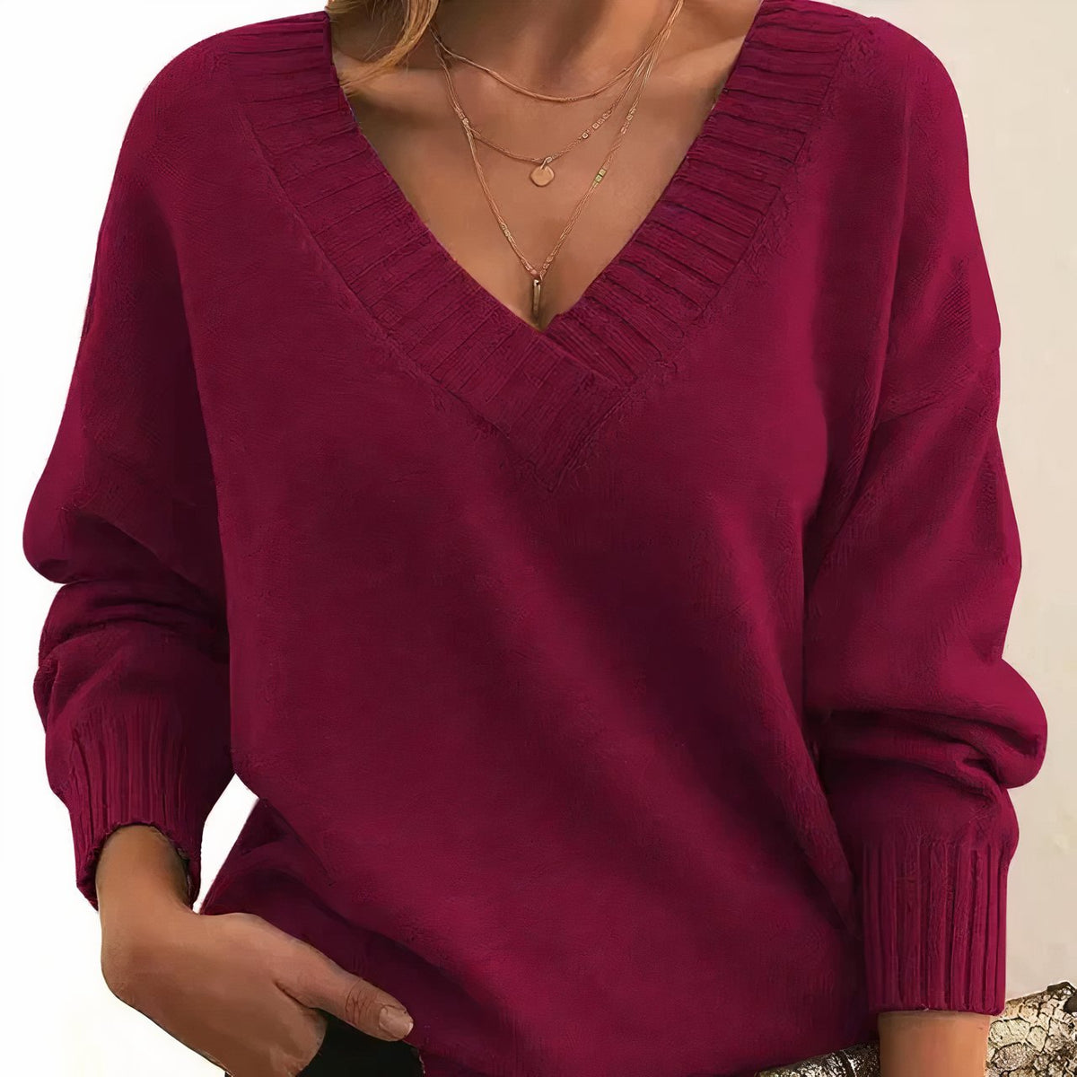 Women's Soft Knit V-Neck Jumper