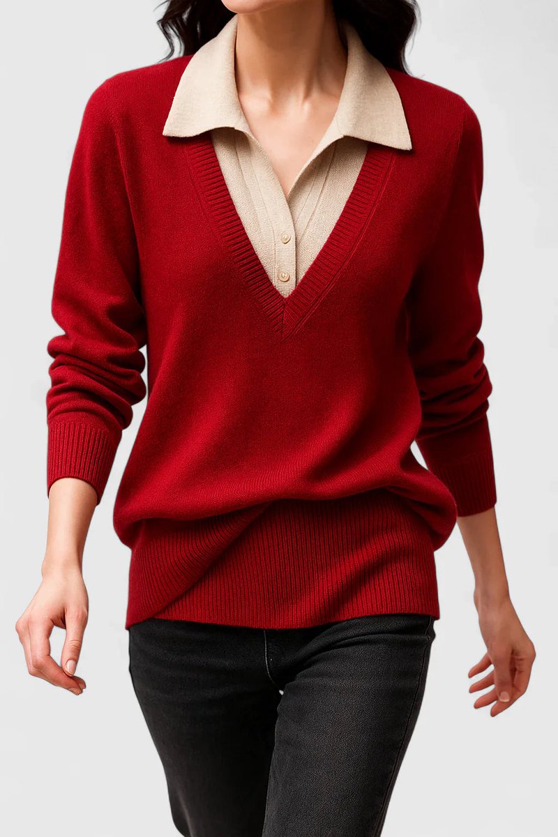 Women's Polo Collar Knit Jumper