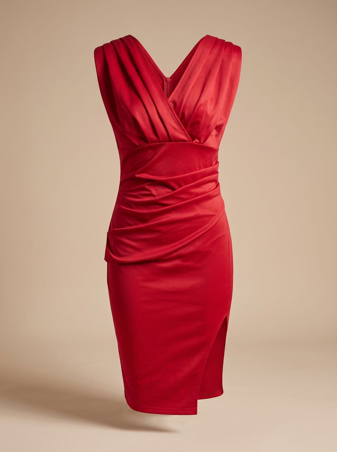 Women's V-Neck Midi Dress Side Slit