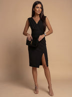 Women's V-Neck Midi Dress Side Slit