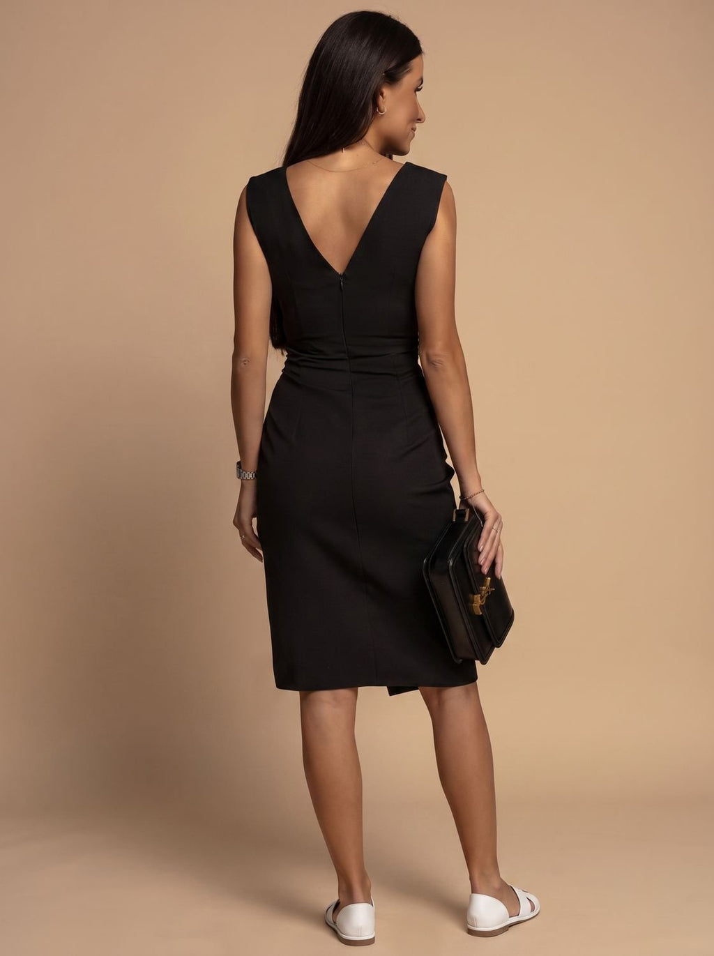 Women's V-Neck Midi Dress Side Slit