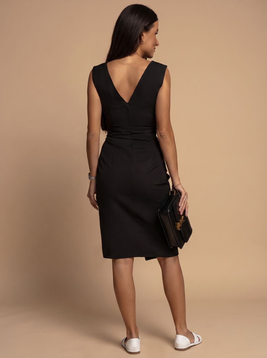 Women's V-Neck Midi Dress Side Slit