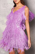 Women's Fringe V-Neck Cocktail Dress