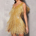 Women's Fringe V-Neck Cocktail Dress