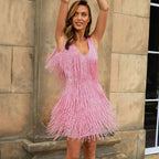 Women's Fringe V-Neck Cocktail Dress