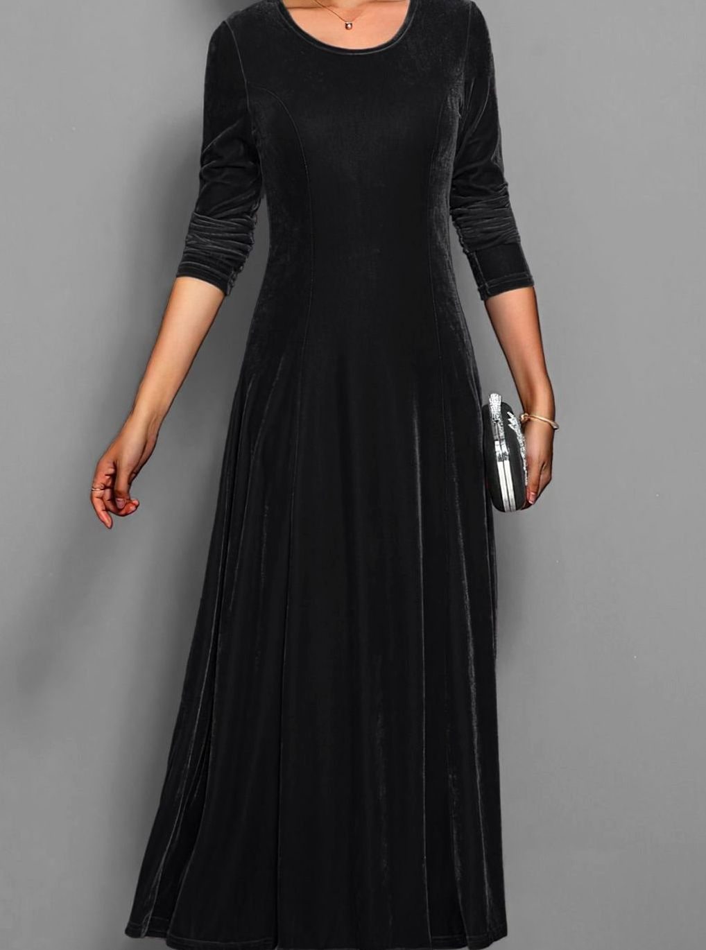 Women's Velvet A-Line Maxi Dress