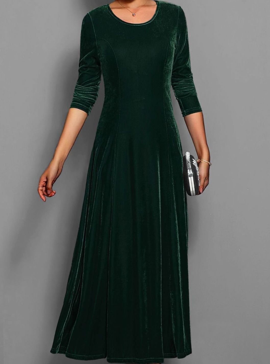 Women's Velvet A-Line Maxi Dress