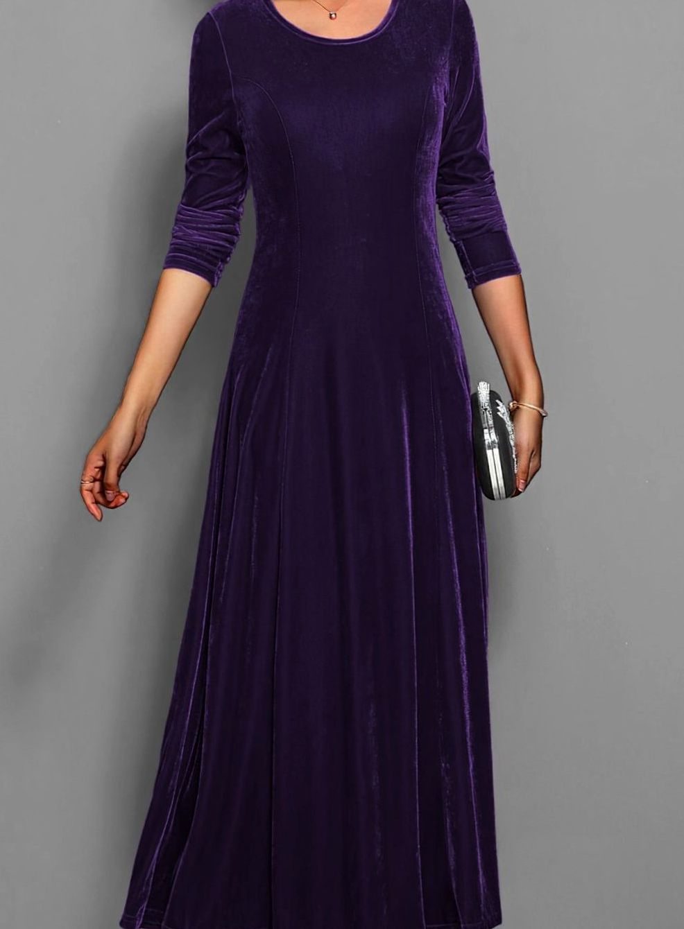 Women's Velvet A-Line Maxi Dress