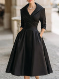 Women's Pleated Wrap Midi Dress
