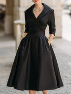 Women's Pleated Wrap Midi Dress