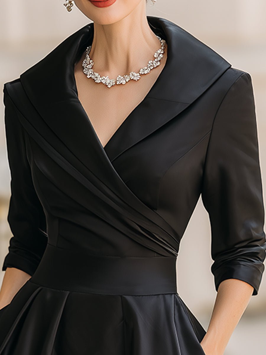Women's Pleated Wrap Midi Dress