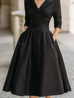 Women's Pleated Wrap Midi Dress