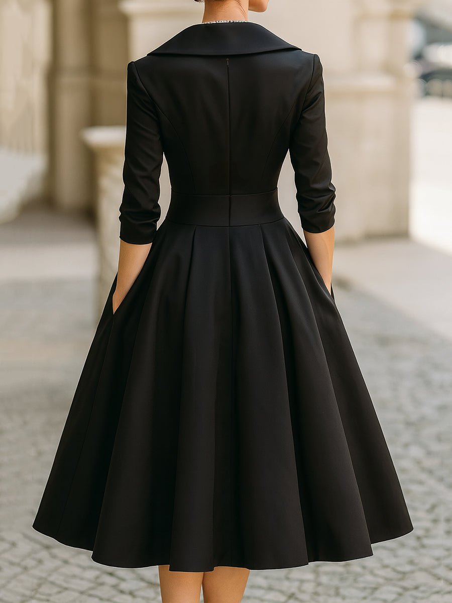 Women's Pleated Wrap Midi Dress