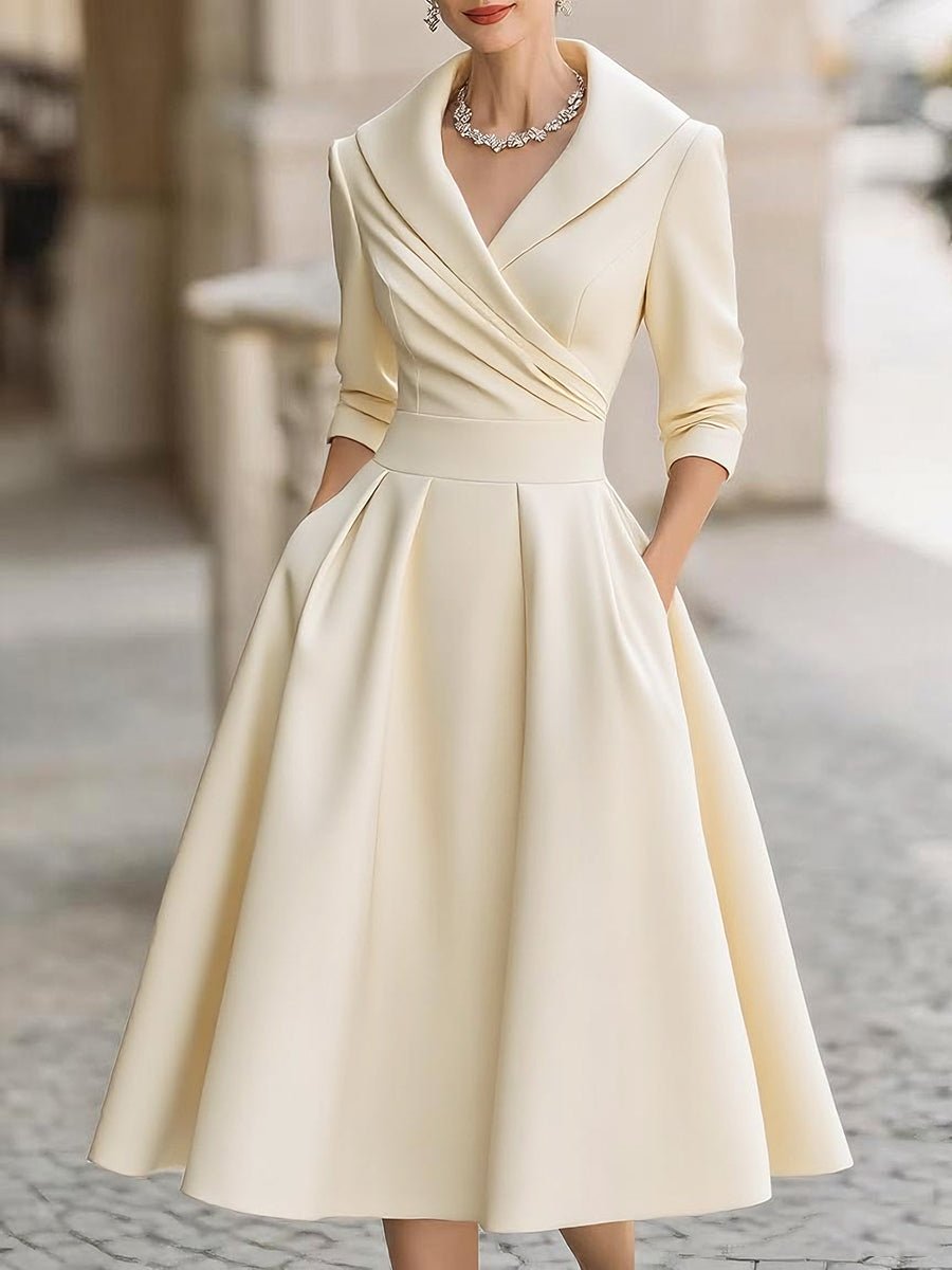 Women's Pleated Wrap Midi Dress