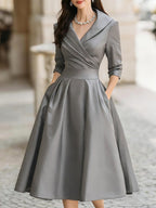 Women's Pleated Wrap Midi Dress