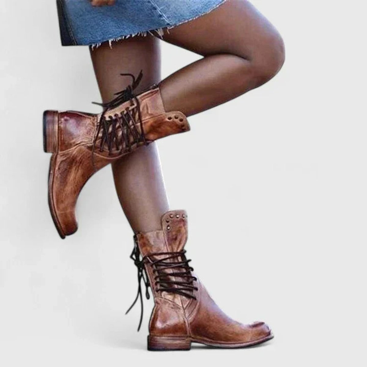 Women's Retro Studded Knee-High Boots