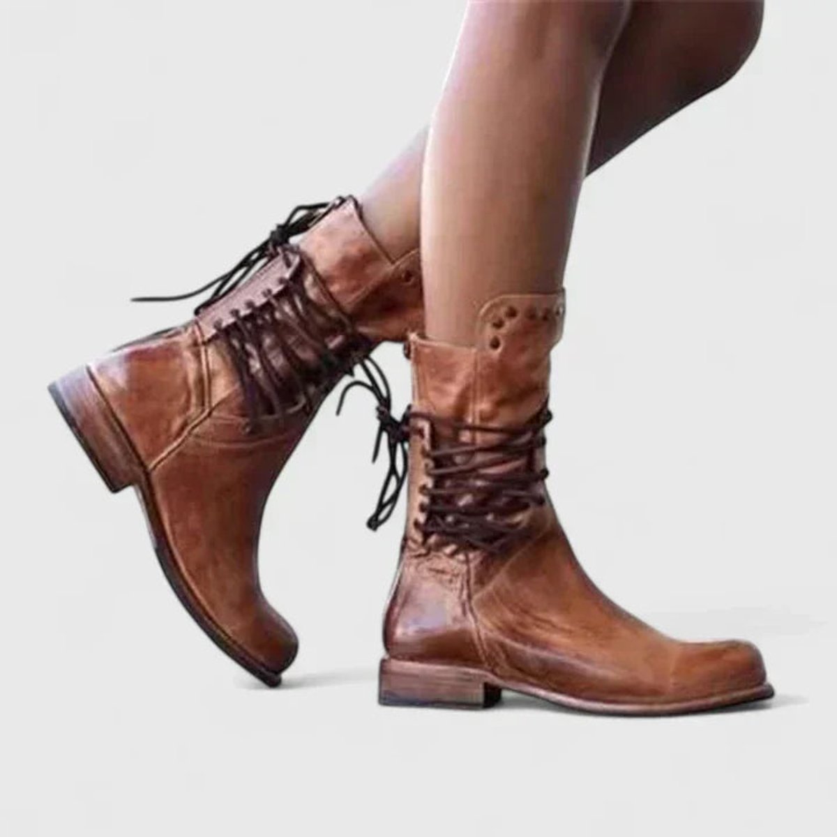 Women's Retro Studded Knee-High Boots