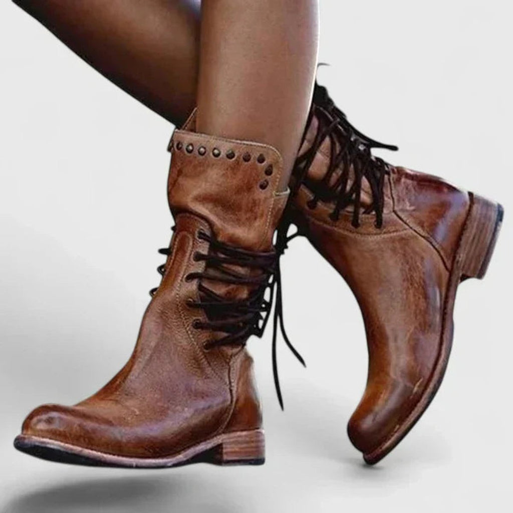Women's Retro Studded Knee-High Boots