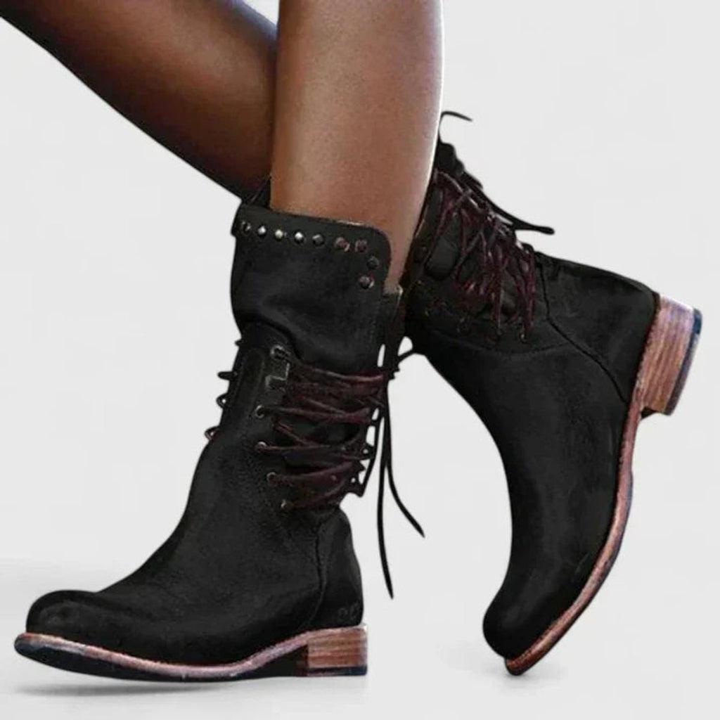 Women's Retro Studded Knee-High Boots