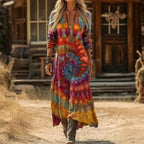 Women's Retro Print Maxi Dress