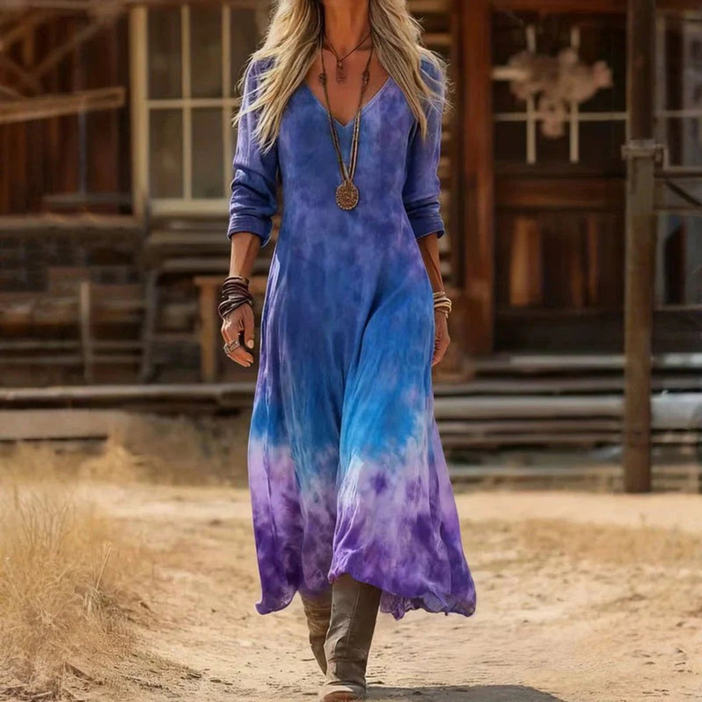 Women's Retro Print Maxi Dress