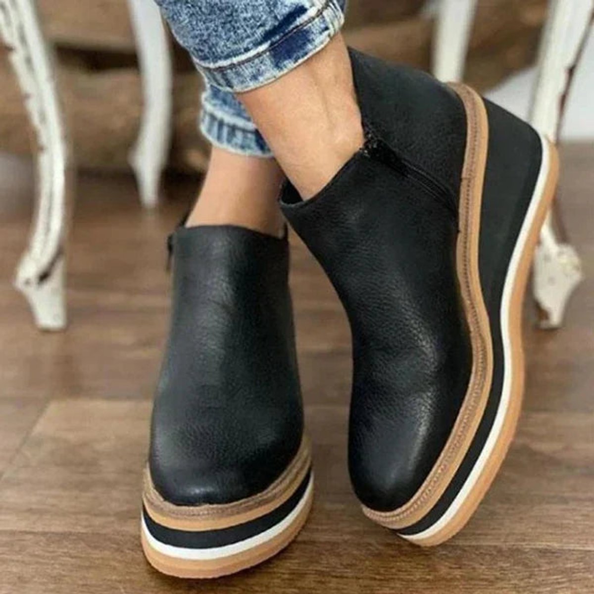 Women's Round Toe Wedge Ankle Boots