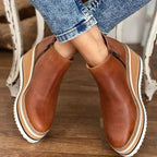 Women's Round Toe Wedge Ankle Boots