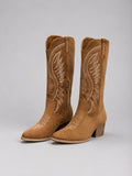 Women's Embroidered Western Suede Boots