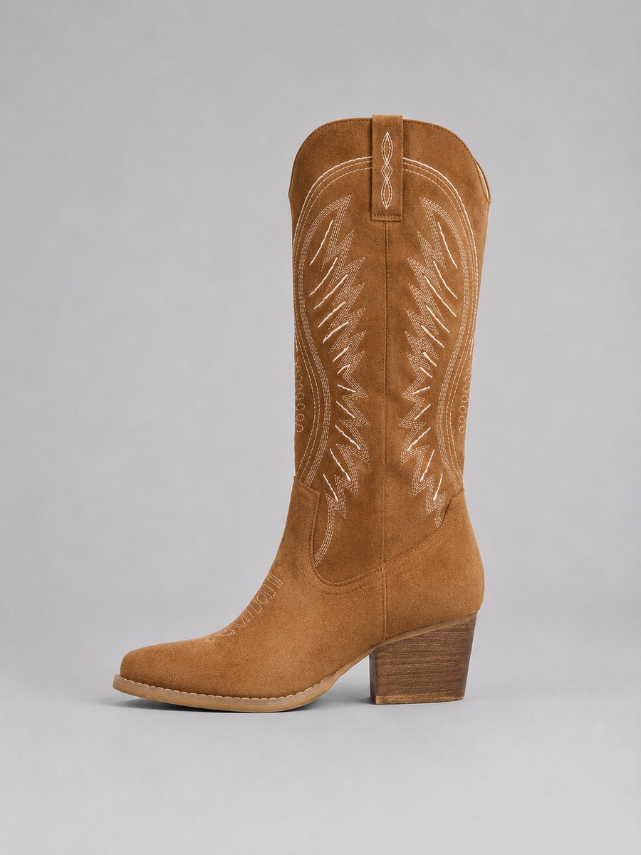 Women's Embroidered Western Suede Boots