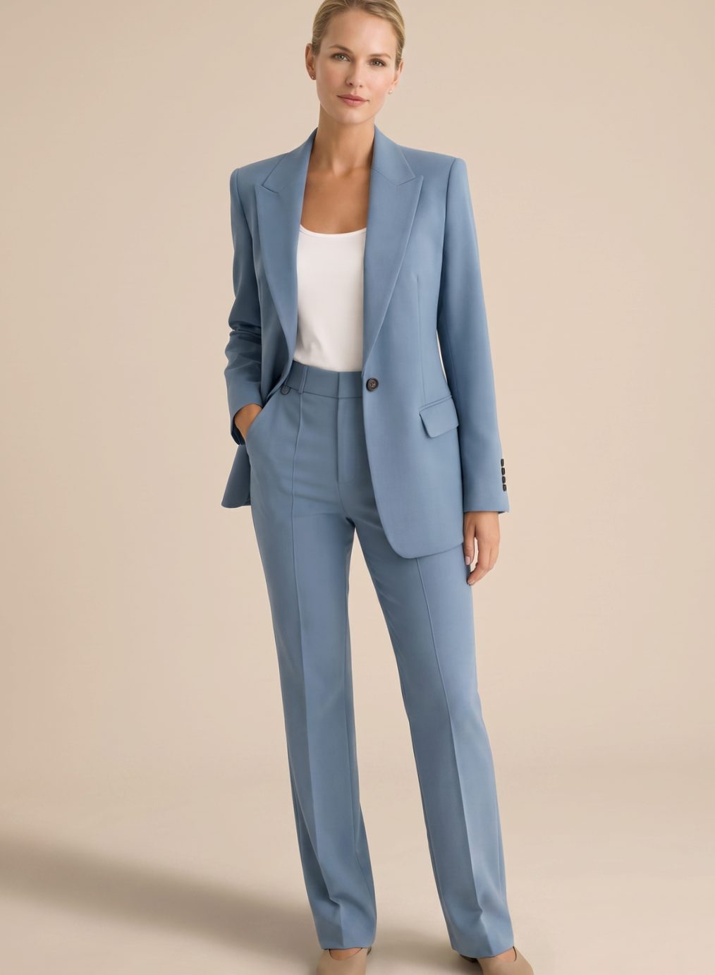 Women's Wide Leg Blazer Suit Set
