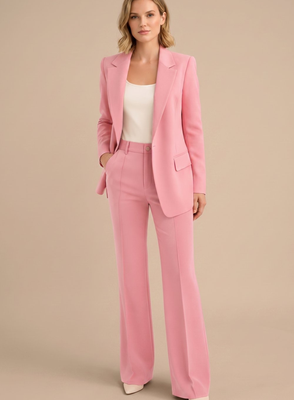 Women's Wide Leg Blazer Suit Set