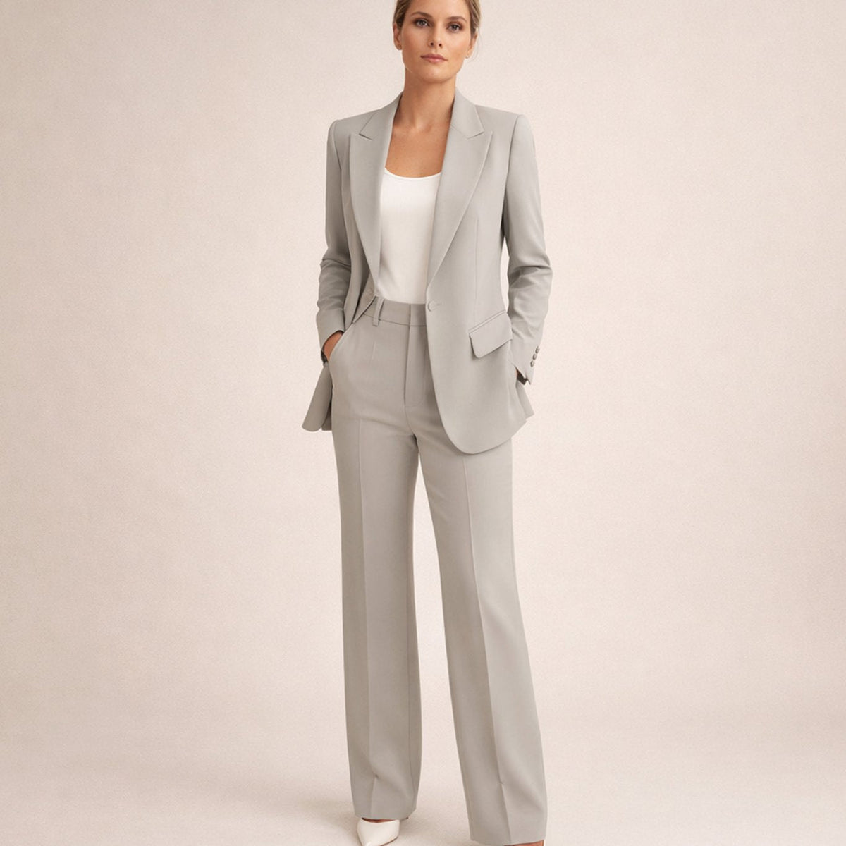 Women's Wide Leg Blazer Suit Set