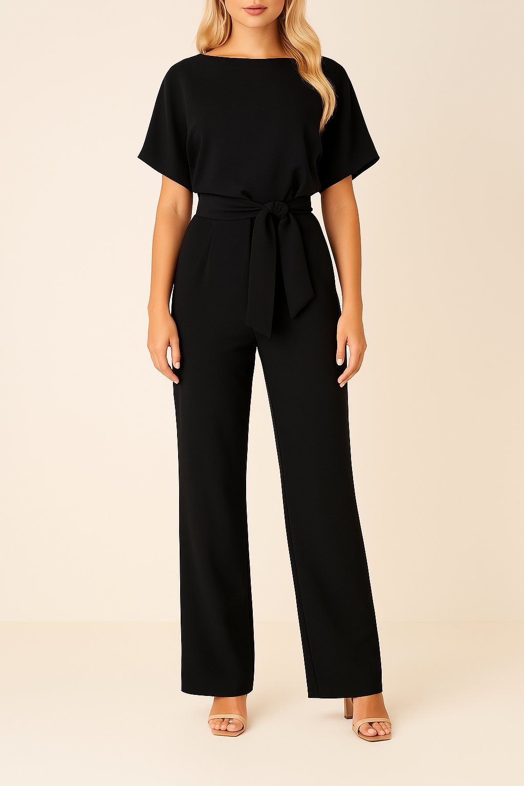 Women's Belted Wide Leg Jumpsuit