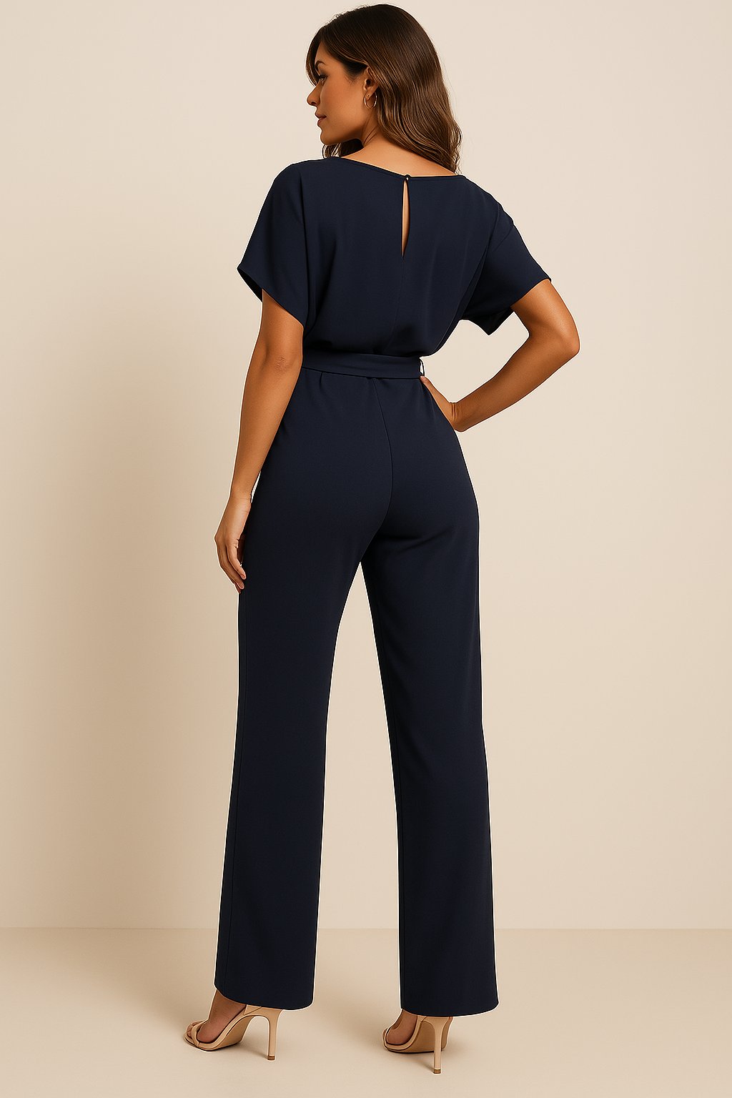 Women's Belted Wide Leg Jumpsuit