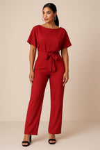 Women's Belted Wide Leg Jumpsuit