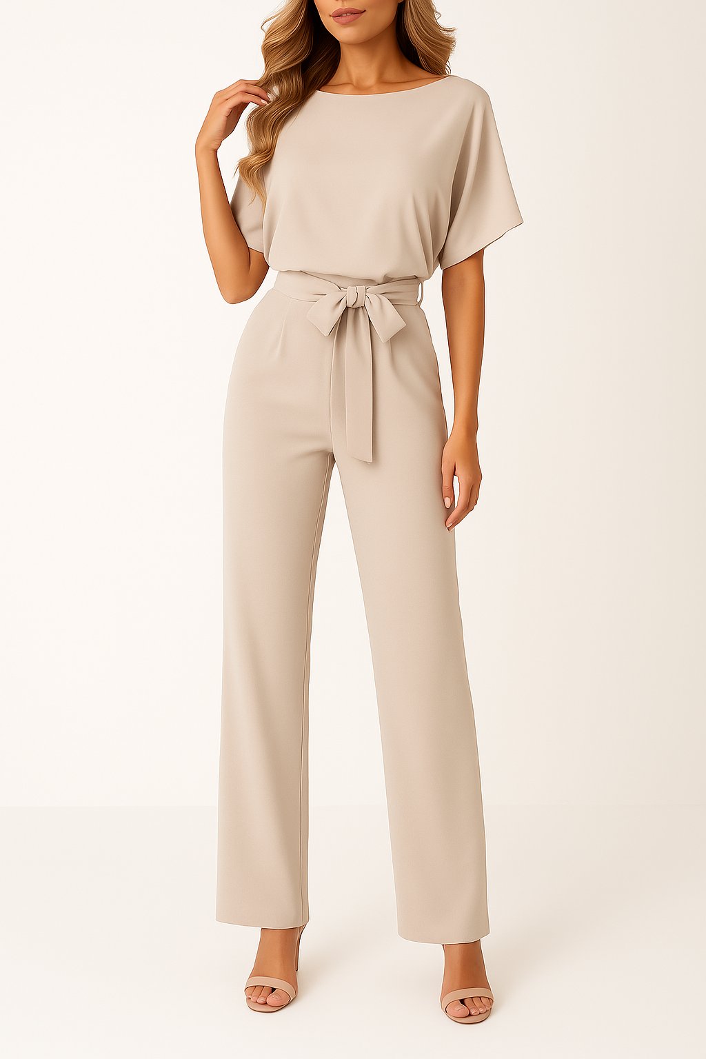 Women's Belted Wide Leg Jumpsuit