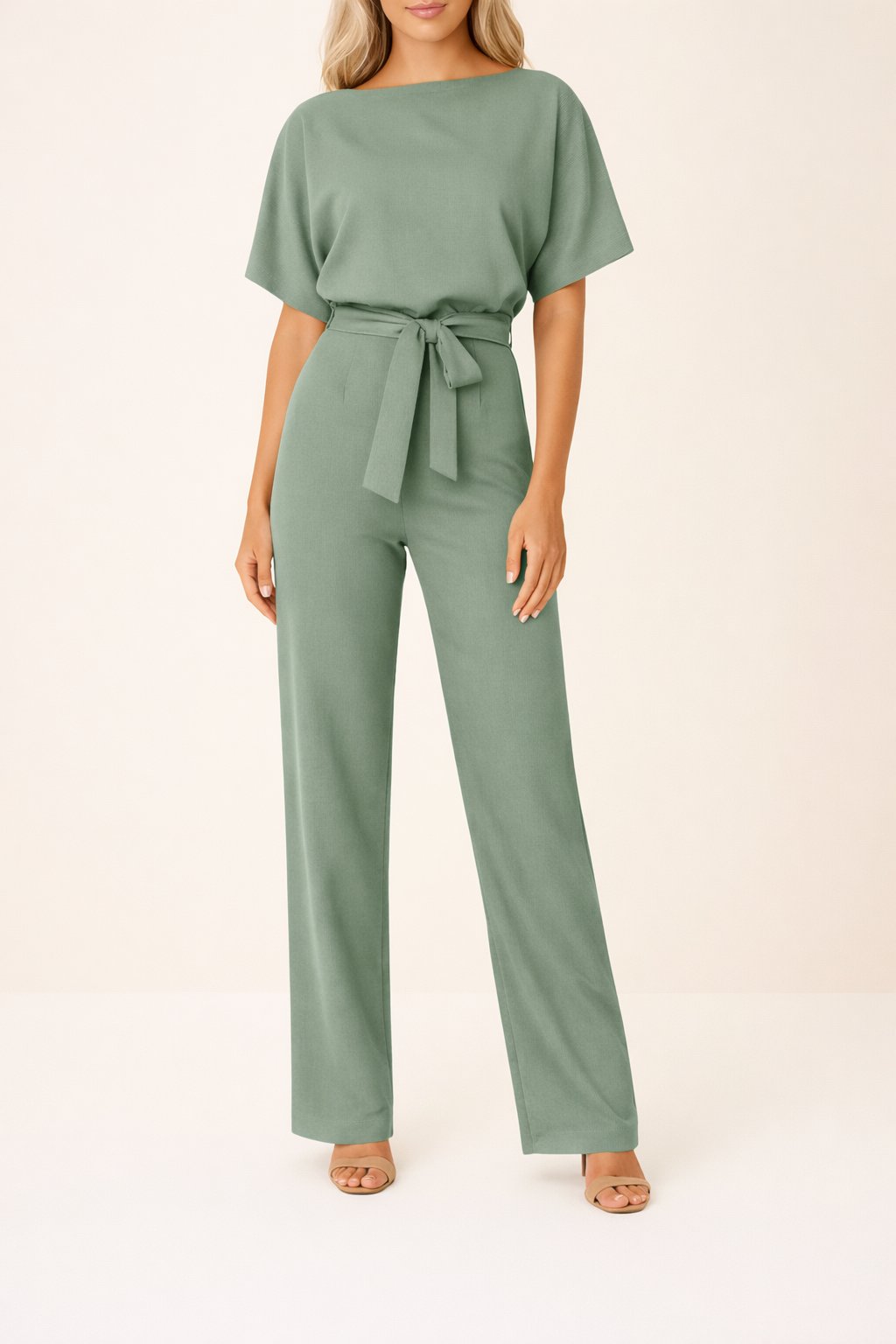 Women's Belted Wide Leg Jumpsuit