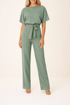 Women's Belted Wide Leg Jumpsuit